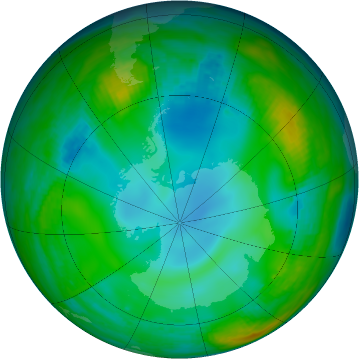 Antarctic ozone map for 07 June 1982